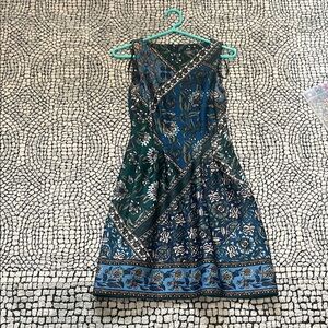 Vince Camuto Green and Blue Midi Dress